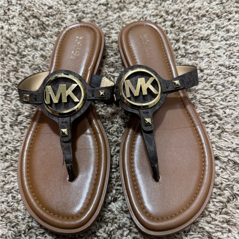 Michael Kors Brown and Gold Sandals